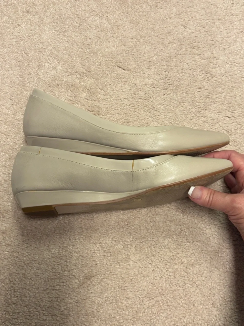 BCBGeneration Pointed Toe Flats in Light Cream